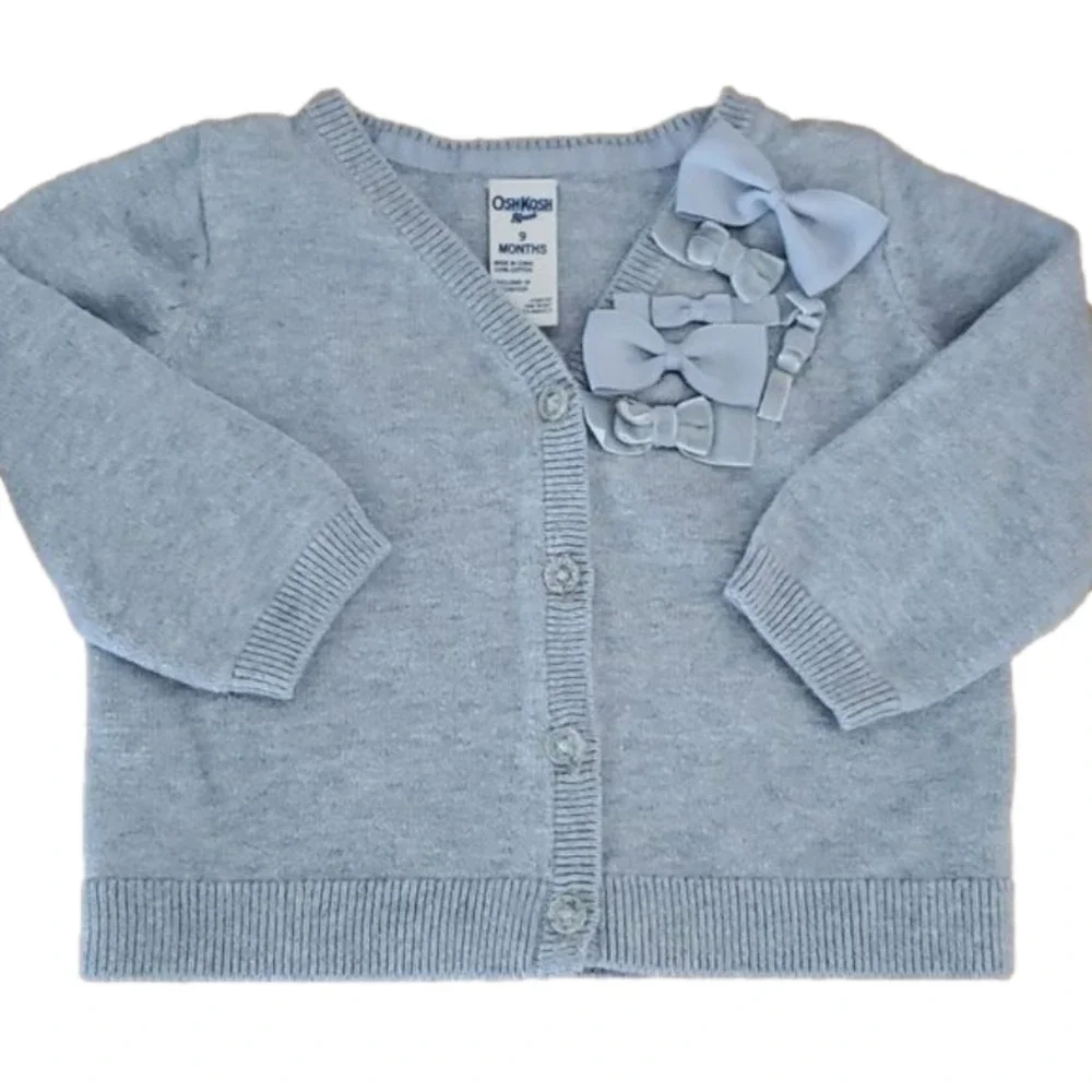 Osh Kosh B'Gosh Bow Button Up Cardigan Sweater Size 9 Months